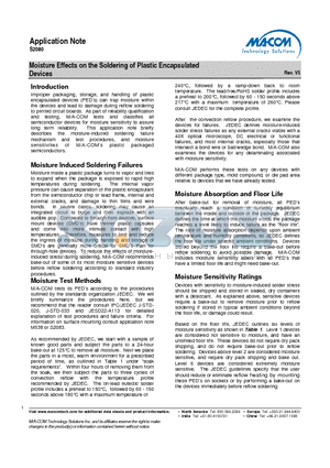 S2080 datasheet - Moisture Effects on the Soldering of Plastic Encapsulated Devices