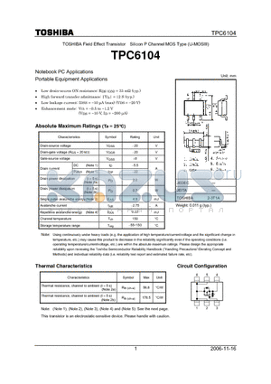 TPC6104_06 datasheet - Notebook PC Applications Portable Equipment Applications