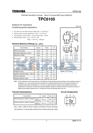 TPC6105_06 datasheet - Silicon P Channel MOS Type (U-MOS III)