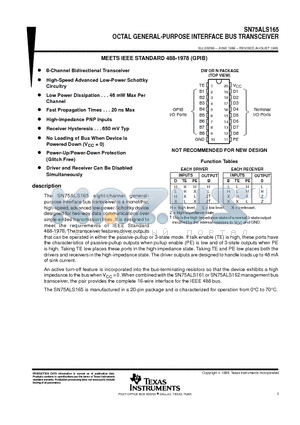 SN75ALS165 datasheet - OCTAL GENERAL-PURPOSE INTERFACE BUS TRANSCEIVER
