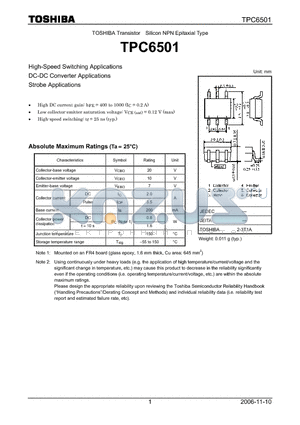 TPC6501_06 datasheet - Transistor Silicon NPN Epitaxial Type