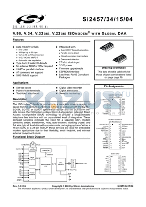 SI2434 datasheet - V.90, V.34, V.32BIS, V.22BIS ISOMODEM WITH GLOBAL DAA