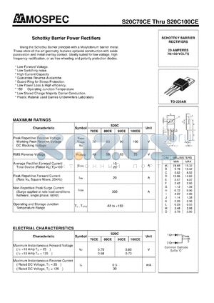 S20C70CE datasheet - Schottky Barrier Power Rectifiers