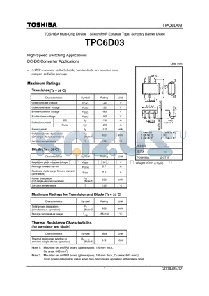 TPC6D03 datasheet - High-Speed Switching Applications