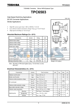 TPC6503 datasheet - Transistor Silicon NPN Epitaxial Type