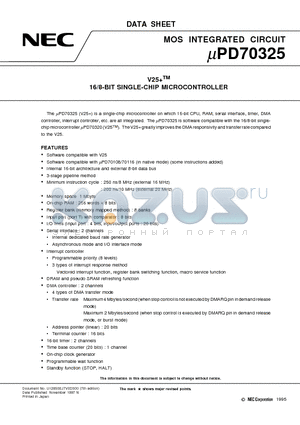 UPD70325GJ-8-5BG datasheet - V25TM 16/8-BIT SINGLE-CHIP MICROCONTROLLER