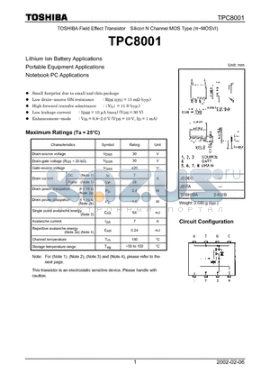 TPC8001 datasheet - Silicon N Channel MOS Type (MOSVI)