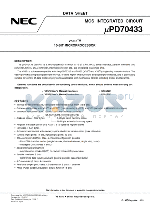 UPD70433GJ-16-3EB datasheet - V55PITM 16-BIT MICROPROCESSOR