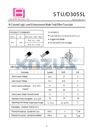 STD3055L datasheet - N-Channel Logic Level E nhancement Mode F ield E ffect Transistor