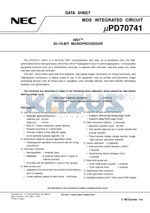 UPD70741GC-25-8EU datasheet - V821TM 32-/16-BIT MICROPROCESSOR