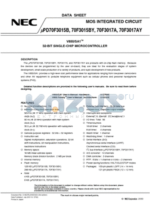 UPD70F3015BGC-8EU datasheet - 32-BIT SINGLE-CHIP MICROCONTROLLER