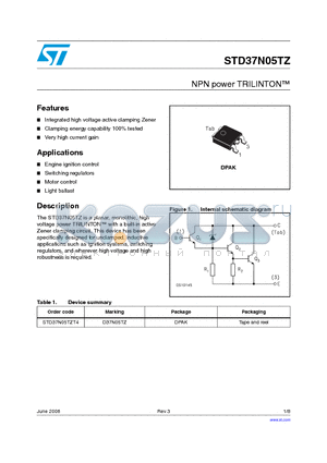STD37N05TZT4 datasheet - NPN power TRILINTON