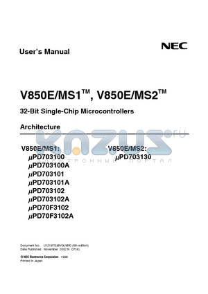 UPD70F3102A datasheet - 32-Bit Single-Chip Microcontrollers