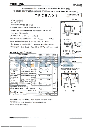TPC8A01 datasheet - FIELD EFFECT TRANSISTOR SILICON N CHANNEL MOS TYPE