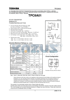TPC8A01 datasheet - DC-DC CONVERTER Notebook PC Portable Machines and Tools