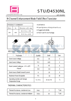 STD4530NL datasheet - N-Channel E nhancement Mode Field Effect Transistor