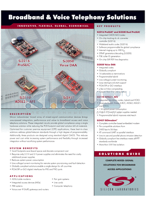 SI3110 datasheet - Broadband AND Voice Telephony Solutions