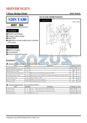 S20VTA80 datasheet - 3 Phase Bridge Diode(800V 20A)