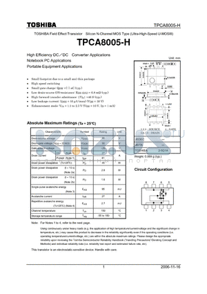 TPCA8005-H_06 datasheet - High Efficiency DCDC Converter Applications