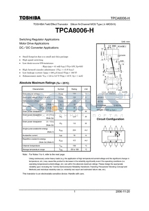 TPCA8006-H_06 datasheet - Switching Regulator Applications