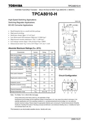 TPCA8010-H datasheet - High-Speed Switching Applications