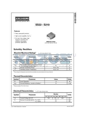 S210 datasheet - Schottky Rectifiers