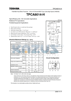 TPCA8014-H_06 datasheet - High-Efficiency DCDC Converter Applications