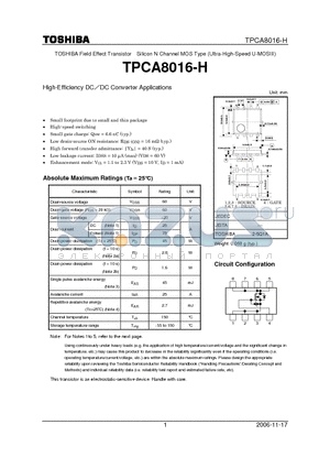 TPCA8016-H_06 datasheet - High-Efficiency DCDC Converter Applications
