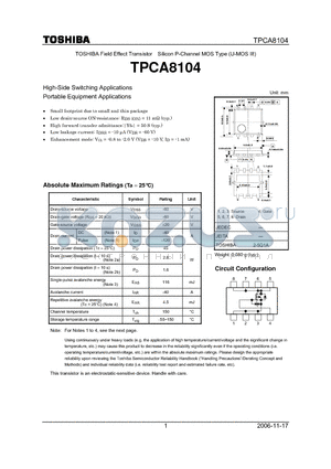 TPCA8104 datasheet - High-Side Switching Applications