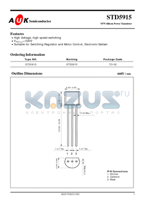 STD5915 datasheet - NPN Silicon Power Transistor