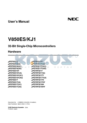 UPD70F3216 datasheet - 32-Bit Single-Chip Microcontrollers