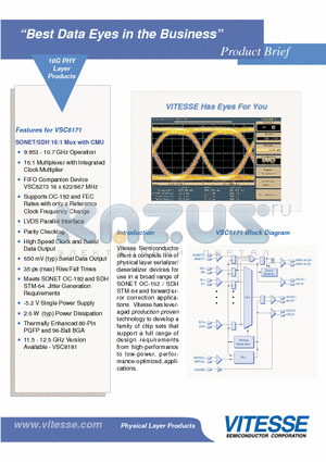 VSC8171 datasheet - SONET/SDH 16:1 Mux with CMU