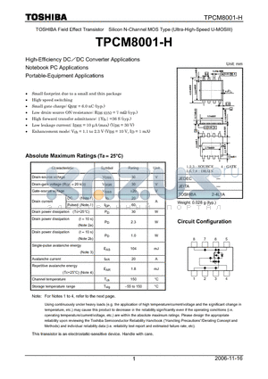 TPCM8001-H_07 datasheet - TOSHIBA Field Effect Transistor Silicon N-Channel MOS Type (Ultra-High-Speed U-MOSIII)