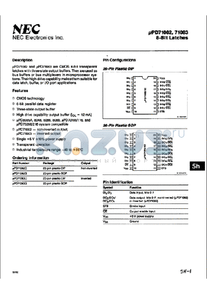 UPD71083 datasheet - CMOS 8-bit transparent latches with three output buffers
