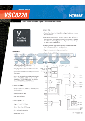VSC8228 datasheet - Dual Channel Multirate Signal Conditioner and Retimer