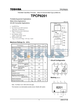 TPCP8201 datasheet - Portable Equipment Applications