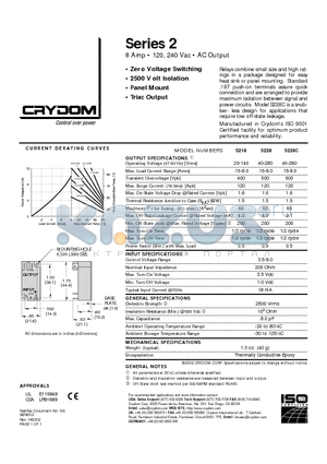 S228 datasheet - 8 Amp  120, 240 Vac  AC Output