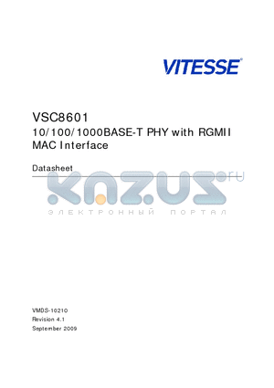 VSC8601XKN datasheet - VSC8601 10/100/1000BASE-T PHY with RGMII MAC Interface