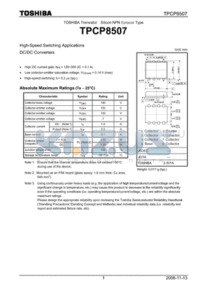 TPCP8507 datasheet - High-Speed Switching Applications DC/DC Converters