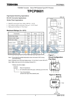 TPCP8601 datasheet - Silicon PNP Epitaxial Type (PCT Process)