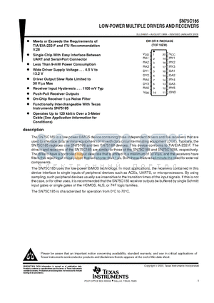 SN75C185 datasheet - LOW-POWER MULTIPLE DRIVERS AND RECEIVERS