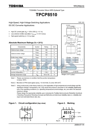 TPCP8510 datasheet - Transistor Silicon NPN Epitaxial Type