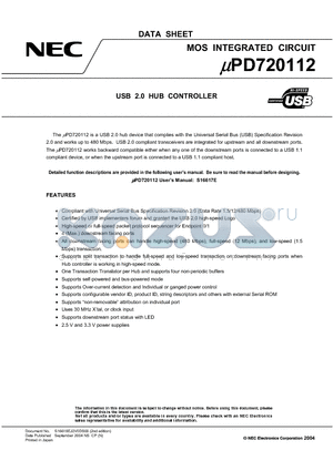 UPD720112GK-9EU datasheet - MOS INTEGRATED CIRCUIT