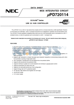 UPD720114GA-9EU-A datasheet - MOS INTEGRATED CIRCUIT