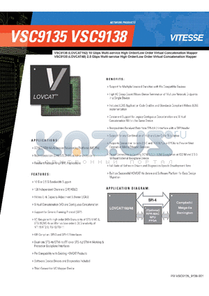 VSC9138 datasheet - Multi-service High Order/Low Order Virtual Concatenation mapper