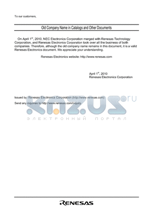 UPD720114K9 datasheet - Old Company Name in Catalogs and Other Documents