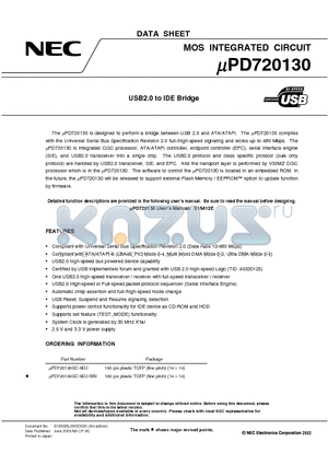 UPD720130 datasheet - USB2.0 to IDE Bridge