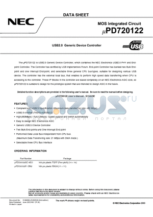 UPD720122F1-DN2 datasheet - MOS Integrated Circuit