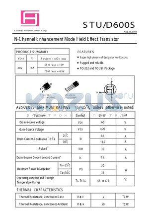 STD600S datasheet - N-Channel E nhancement Mode F ield E ffect Transistor