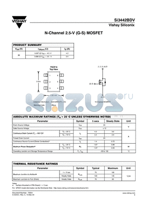 SI3442BDV datasheet - N-Channel 2.5-V (G-S) MOSFET